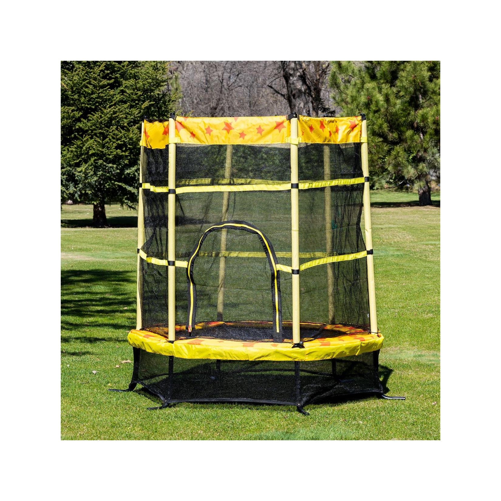 Chipolino Kindertrampolin Funny 140 cm Gummibänder Federabdeckung Reißverschluss gelb