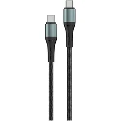Neues Encore Energy USB-C x2 3A Kabel QC PD 60W zum Laden und Datenübertragung 100 cm geflochten schwarz EE103-CC