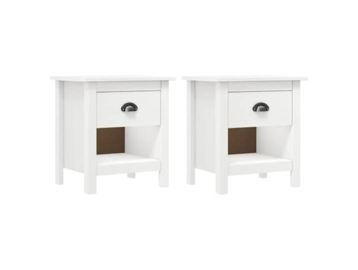 KDVXBCQJH 2er Set Nachttische Weiß 46x35x49,5 cm Kiefer Massivholz Vielseitige Nachtkonsolen fürs Schlafzimmer bieten praktischen Stauraum im zeitlosen Landhausstil.