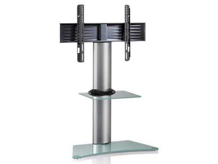 Mid.you Tv-Rack, Klar, Silberfarben, Metall, Glas, 80x111x40 cm, schwenkbar, Wohnzimmer, TV Möbel, TV-Ständer
