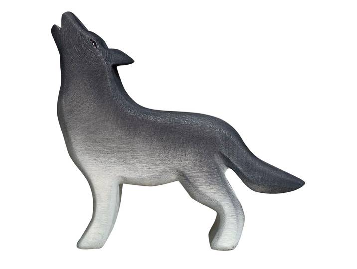 Holztier Wolf, handgefertigt, 13 x 11 x 3 cm