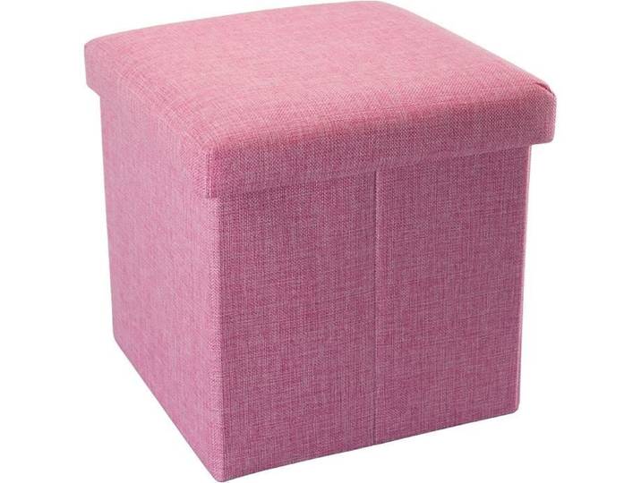 Tabouret - ZGEER - Pouf Cube Pliable - 30x30x30cm - Rose - Rangement en Tissu Lin