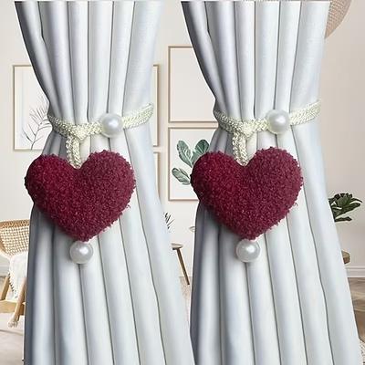 1/2 Stück 3D-Plüschherz-Perlen-Gardinenhalter-Dekoration Moskitonetz-Seilschnalle