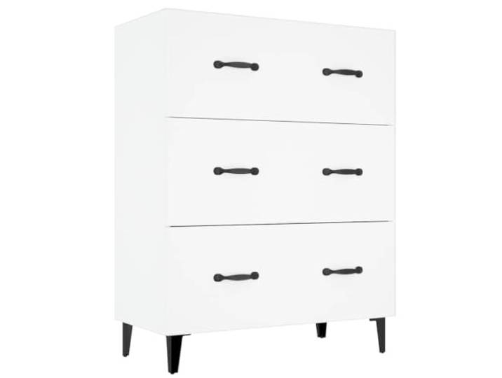Fisinber Sideboard Weiß 69,5x34x90 cm Holzwerkstoff Beistellschrank Kompakter Aufbewahrungsschrank in Weiß mit 1 Tür und 3 Schubladen für Wohnzimmer, Flur und Schlafzimmer.