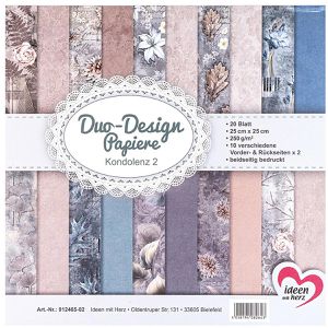 Ideen-mit-Herz Motivpapier Duo-Design-Papiere, Kondolenz 2, 25 x 25 cm, 250 g/m², zweiseitig bedruckt, 10 Motive, 20 Blatt