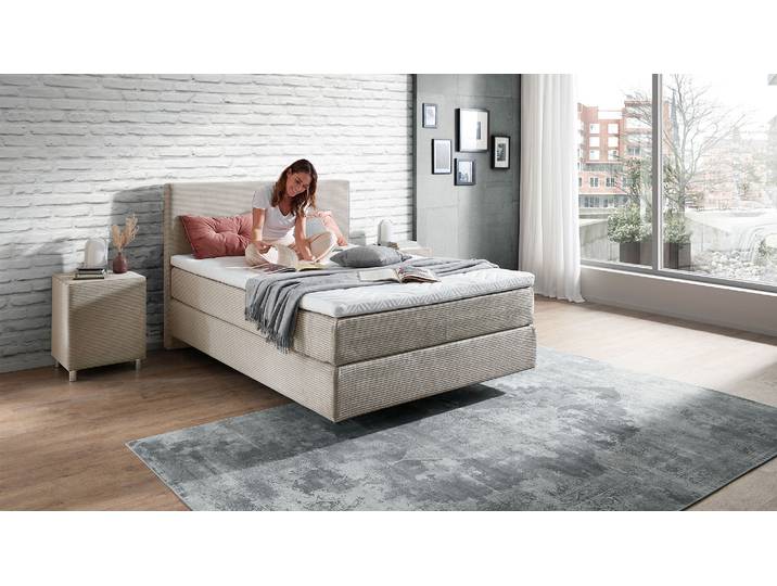 Boxspringbett Monaco in Trendstoff Cord