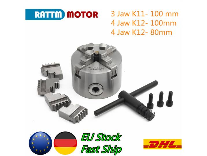 『Livraison ue』 4 mâchoires K12-100mm K11-80mm 3 mâchoires K11-100mm mandrin manuel mandrin auto-centrant CNC Machine-outil tour mandrin moteur RATTM