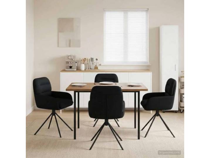 NLQMSU Esszimmerstühle, drehbar, Kunstleder, Schwarz, 4 Stück Gepolsterte Armlehnen, 360° drehbar, stabiler Metallrahmen, belüfteter Sitz, moderner Stil, Dekoration für Esszimmer
