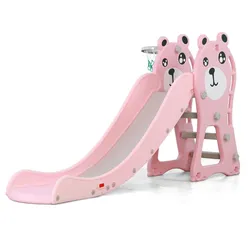 Moni Kinderrutsche Pooh 18024, Basketballkorb, bis 40 kg, 172 cm Rutschlänge rosa