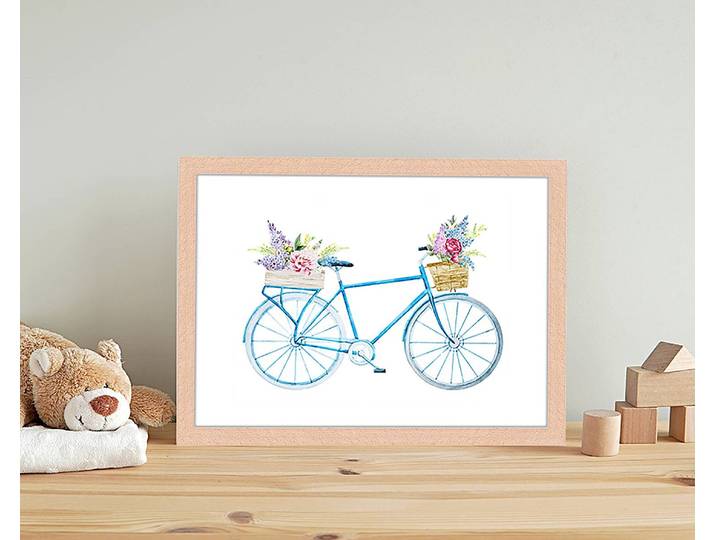 Tableau déco Bicycle With Flowers 33 x 43cm Multicolore