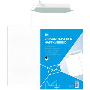 Mailmedia Versandtaschen Offset, weiß, C4, ohne Fenster, haftklebend, aus Papier, 10 Stück