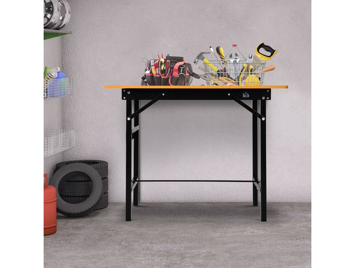 HOMCOM Établi Pliant MDF Travail Jaune/Noir 100x60cm