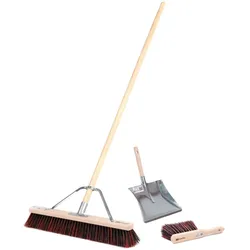 BawiTec Profi Kehrbesen Set 80cm mit Holzstiel 160cm Arenga Mix Borsten Besen Kehrgarnitur