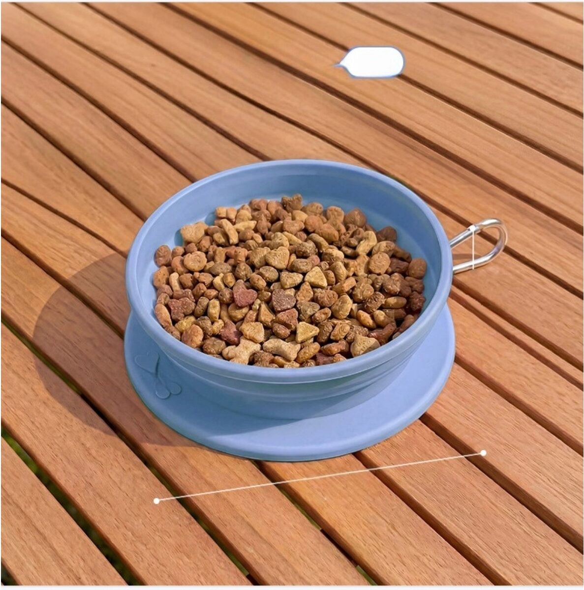 INF Bol de voyage pliable en silicone pour animaux - bol portable pour eau et nourriture avec crochet pour laisse ou sac à dos Bleu