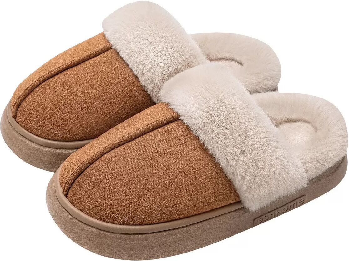 INF Pantoufles d'intérieur Khaki Peluche - Antidérapantes, Chaudes et Confortables pour Intérieur/Extérieur M