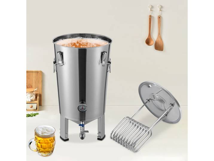 Réservoir de Fermentation 7.04 Gal, Fermenteur de bière en acier inoxydable, seau de brassage pour brassage à domicile, Base conique