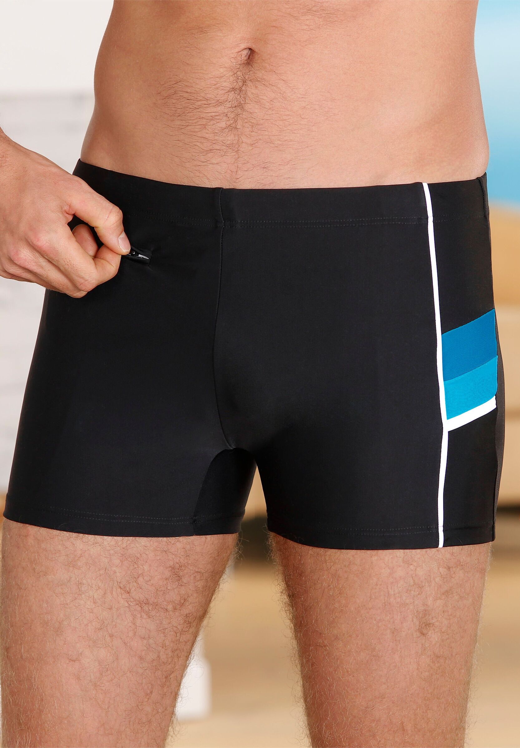 Sieh An! Badehose SIEH AN "Badehose Badehose", Herren, Gr. 7, N-Gr, schwarz, Basic, Badehosen Badehose