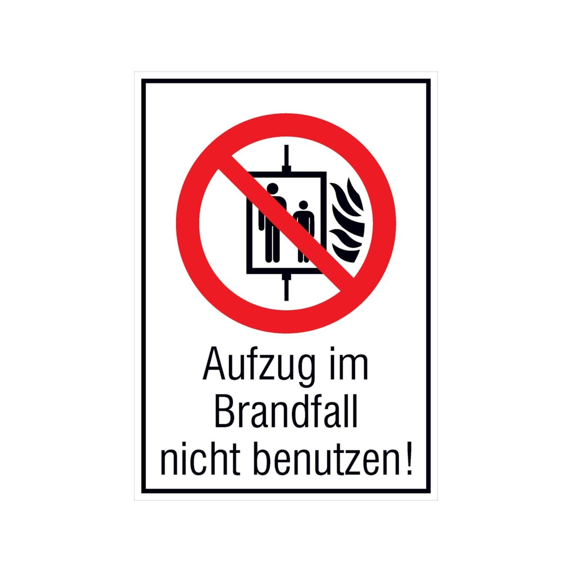 SafetyMarking Verbotsschild Folie B131xH185 mm Aufzug im Brandfall nicht benutzen ; wolk (21.A6140)