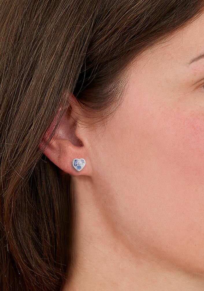 Paar Ohrstecker AMOR "Herz", silber (silberfarben, blau, flieder, blau, kristallweiß, flieder), Ohrringe, Damen, 8mm, Silber 925 (Sterlingsilber), Paar Ohrstecker, mit Zirkonia (synth.)