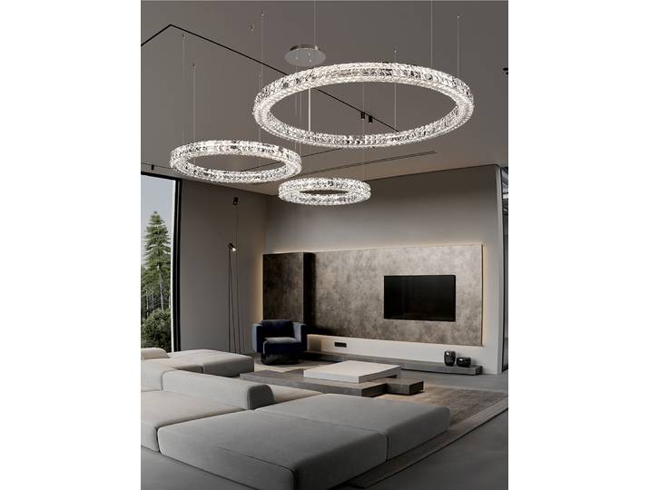 ConfronLamp-Plafonnier LED avec Anneau en Clip, Lustre pour la Maison, Lustre Suspendu, Éclairage d'urgence, Salon, Design, Bas, K9