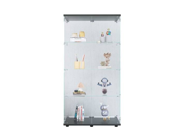 Vitrine 80x36x164 CM vitrine en verre quatre couches verre trempé avec serrure de sécurité noir