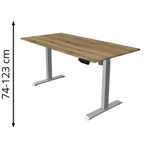 Kerkmann Schreibtisch Move 1, eiche / silber, elektrisch höhenverstellbar, 160 x 74-123 x 80cm