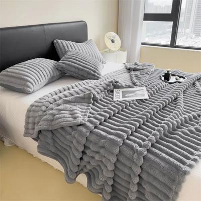 Inspired Finds Multifunctional Thick Striped Blanket For Bed Cover Nap And Pet Use gray 70.87x78.74in