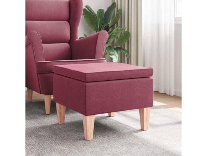 smnyxs Hocker, Stoff, Bordeauxrot, mit Holzfüßen, für Wohnzimmer Weiche Polsterung, stabile Holzfüße, Tragkraft 110 kg, vielseitig einsetzbar, kompaktes Design