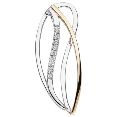 Kettenanhänger JOBO "Anhänger 30 mm", silber (gelbgold 333, weiß), Schmuckanhänger, Damen, Gelbgold 333 Weißgold 333, Gelbgold 333, Weißgold 333, Kettenanhänger, 8 Karat 333 Gold bicolor mit 9 Zirkonia