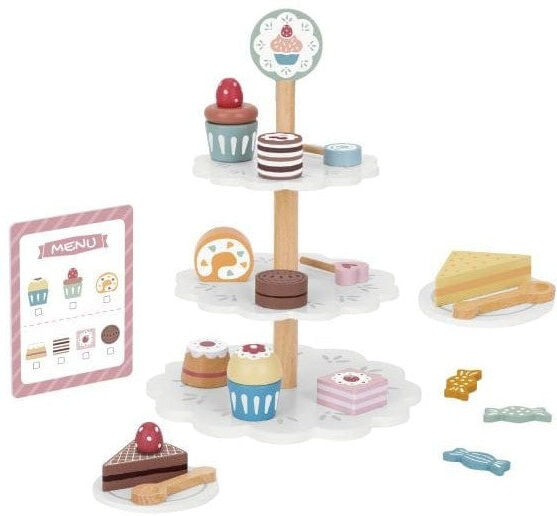 Tooky Toys Tooky Toy Wooden Dessert Stand for Kids - Encourages Social Interaction & Imaginative Play