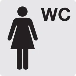 WC-Schild, Damen, Piktogramm, 60 x 60 mm - 60x60x0.5 mm Aluminium glatt