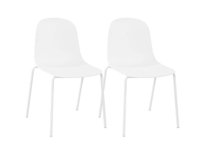 CLP Stapelstuhl 2er Set Kunststoff Weiß, Metall, 51x85x55 cm, Esszimmer, Stühle