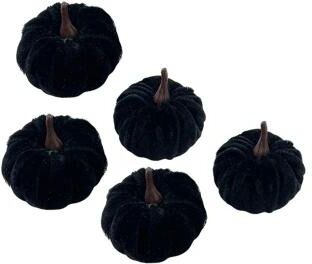 Inspired Finds 5 Piece Mini Artificial Pumpkin Set Halloween Fall Table Decorations black