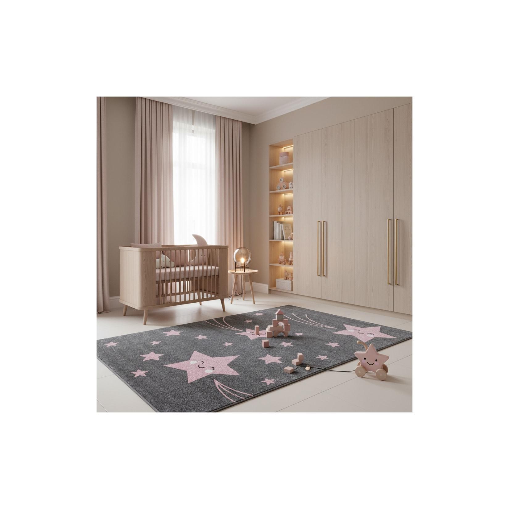 Kinderteppich TASNA, mit Sternen-Motiv, Rosa, 160 x 230 cm