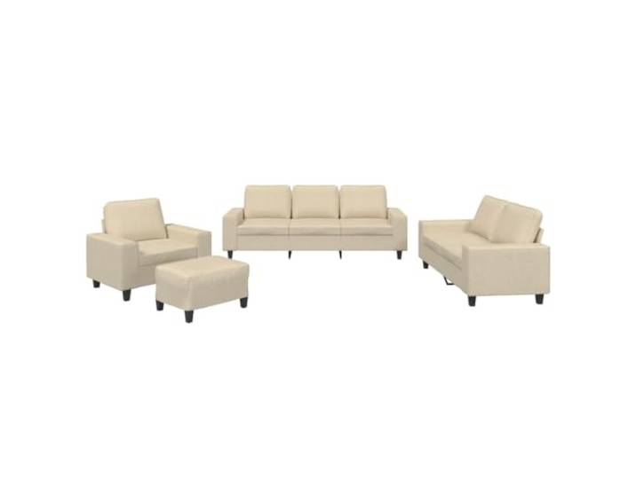 GHVBNMF 4-TLG. Sofagarnitur mit Sessel, Couch Set für Wohnzimmer, Creme Bequemes Polstermöbel Set mit dickem Schaumstoff und Kissen. Flexibel einsetzbar im Wohnzimmer für Entspannung.