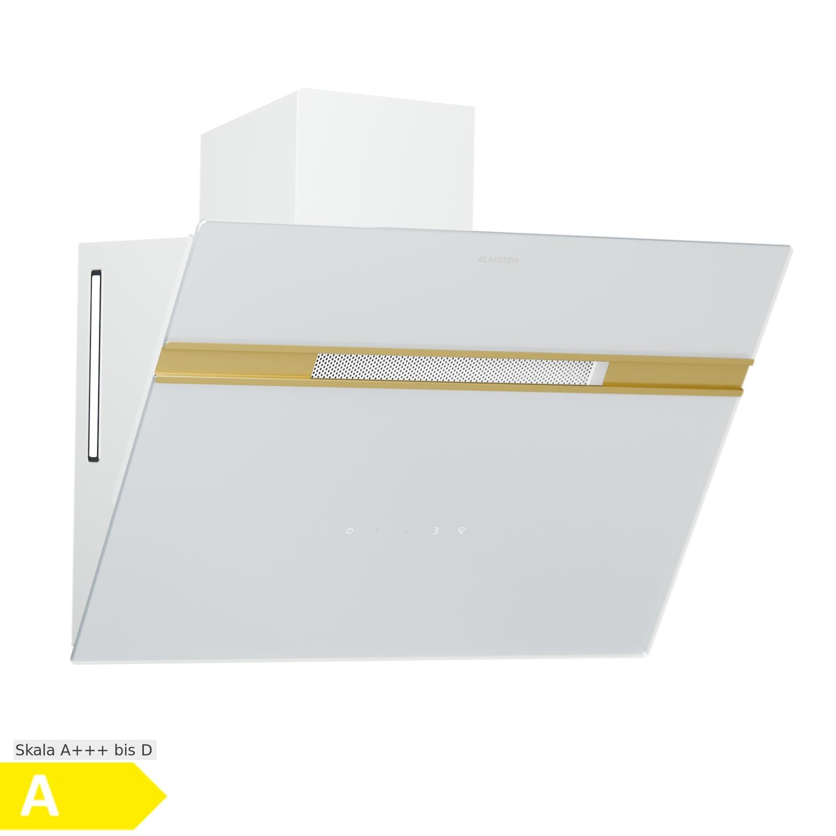 Alina Dunstabzugshaube EEK A Touch LED-Beleuchtung Abluft/Umluft 600 m³/h white_and_antique_gold_metallic