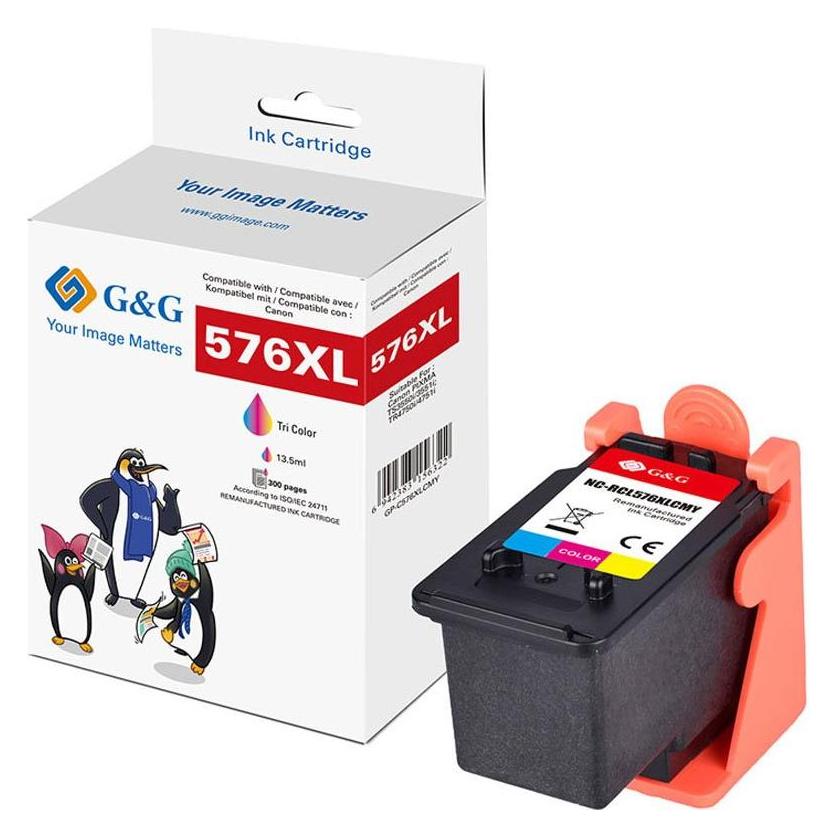 G&G Druckerpatrone ersetzt Canon CL-576XL Kompatibel Cyan, Magenta, Gelb NC-R (Color) (NC-RCL576XLCMY-TS5-Reman-Eu)
