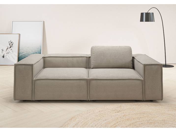 2-Sitzer Sofa, Feincord, Beige, 246×118 cm, Federkern, Modern, Places of Style