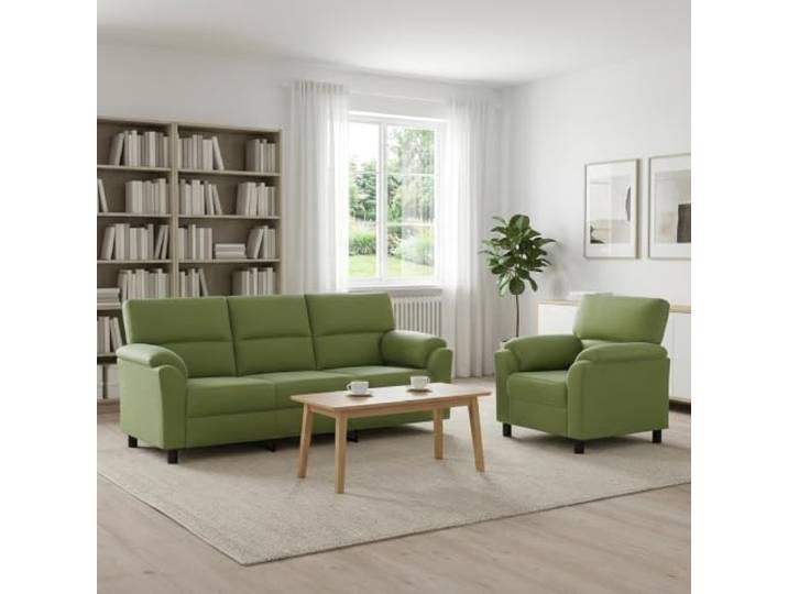 Sofa-Set 2 pcs Hellgrün Samt Weicher Samt,Metallrahmen,Kissenrücken,konische Beine,einfache Pflege,Wohnzimmer