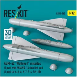 ResKit AGM-62 Walleye I missiles (2 pcs) with AN/AWG-16 data link pod (1 pcs) (A-4, A-6, A-7, F-4, F/A-18)