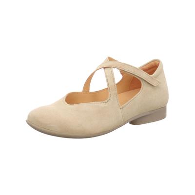 Riemchenballerina THINK "Think Ballerinas Leder", Damen, Gr. 40, Leder, beige, Schuhe Riemchenballerina