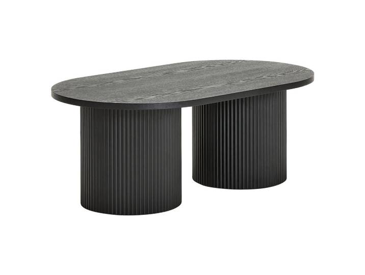 Livetastic Couchtisch, Schwarz, Holz, Eiche, Pappel, furniert, oval, rund, 70x45x120 cm, Wohnzimmer, Wohnzimmertische, Couchtische