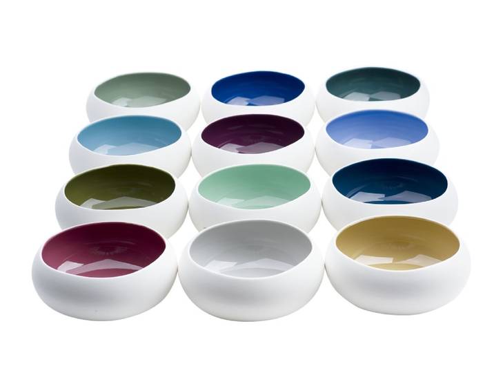 Lot de 12 Coupes en Porcelaine, multicolore, D16 X H6,5 cm