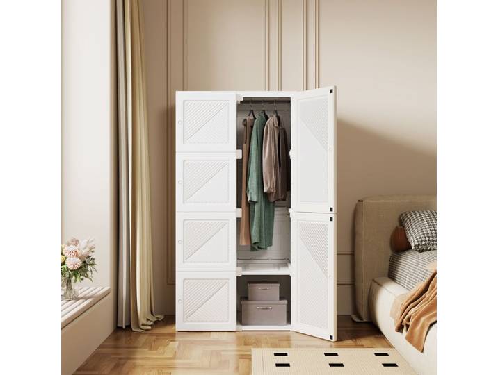 Armoire de chambre portable blanche armoire de rangement