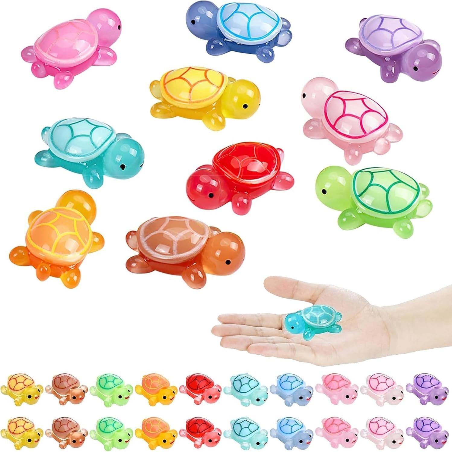 Set van 30 Glow in the Dark Mini Turtles voor Tuindecoratie en DIY Landschapsontwerp