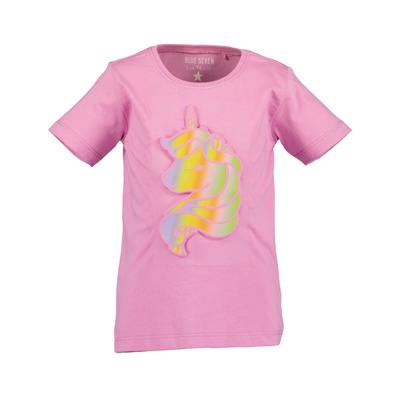 T-Shirt BLUE SEVEN "T-Shirt", Mädchen, Gr. 98, pink (4131, azalee), 100% Baumwolle, normal, Rundhals, Shirts T-Shirt