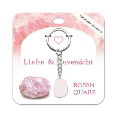 Rosenquarz Trommelstein Schlüsselanhänger