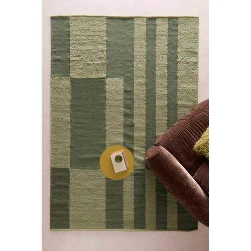 NOUS Living Silven rechthoekig wollen vloerkleed met ruitpatroon - Groen - 290 x 200 cm