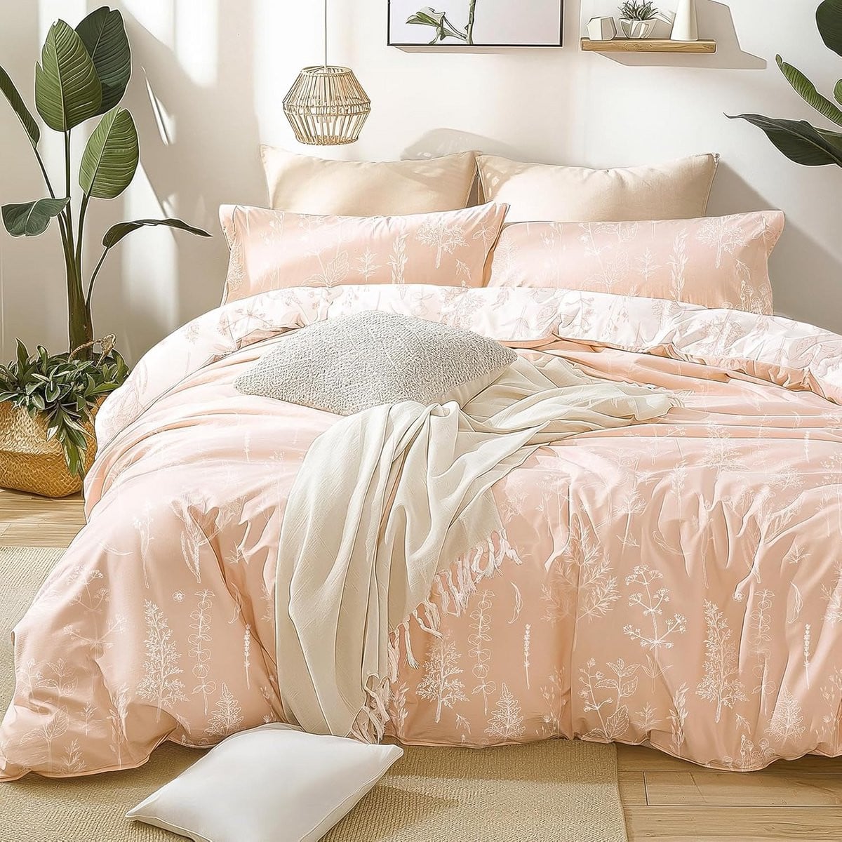 Luxe 3-delige omkeerbare bloemen dekbedset voor alle seizoenen