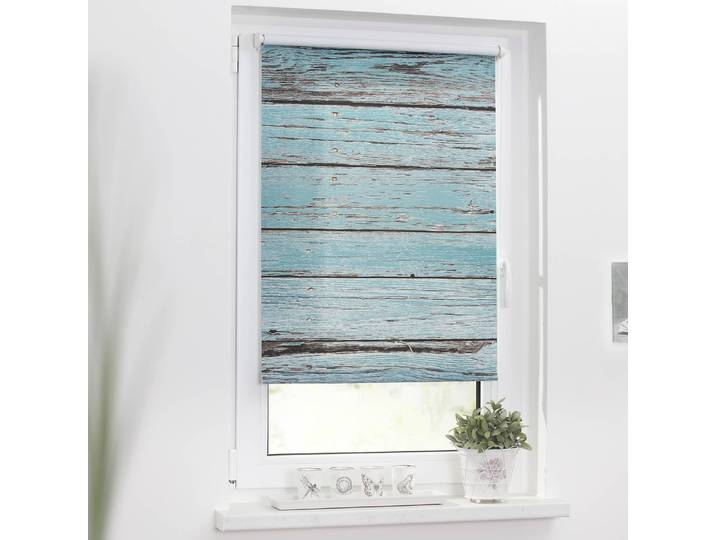 Klemmfix Rollo Bretter 90 x 150cm Blau/Grün/Petrol